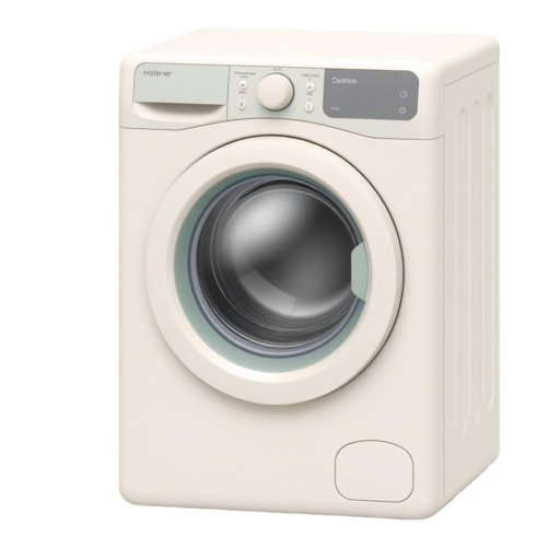 Isometric illustration of a front-loading washing machine